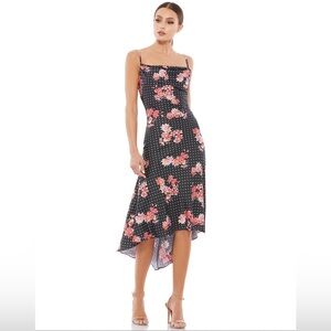 IEENA for Mac Duggal 55392 High Low Floral Print Satin Dress